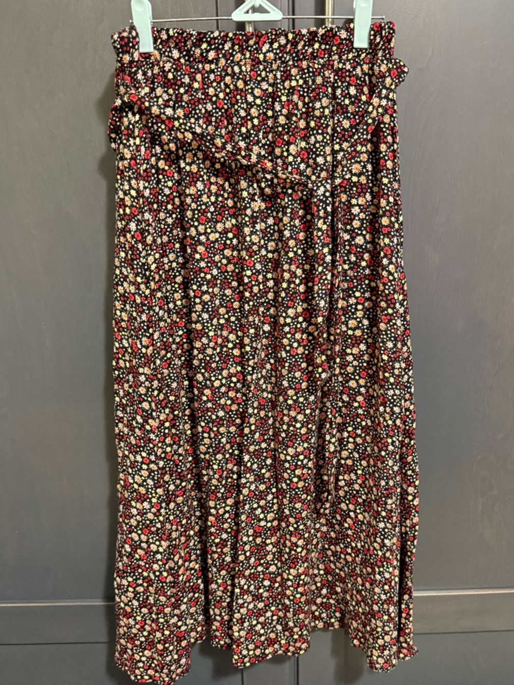 orange creek Black Maxi Skirt with Red and Cream Floral Print